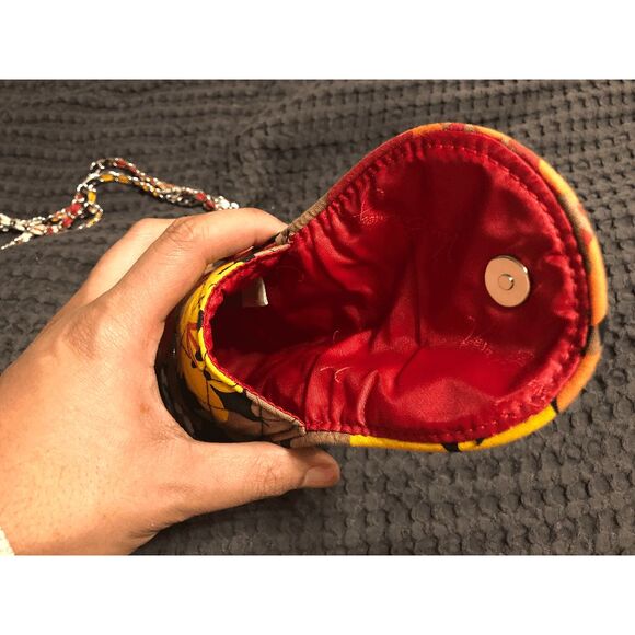 VERA BRADLEY CROSSBODY Bittersweet  CELL PHONE BAG SILVERTONE & FABRIC CHAIN RET - Picture 4 of 13